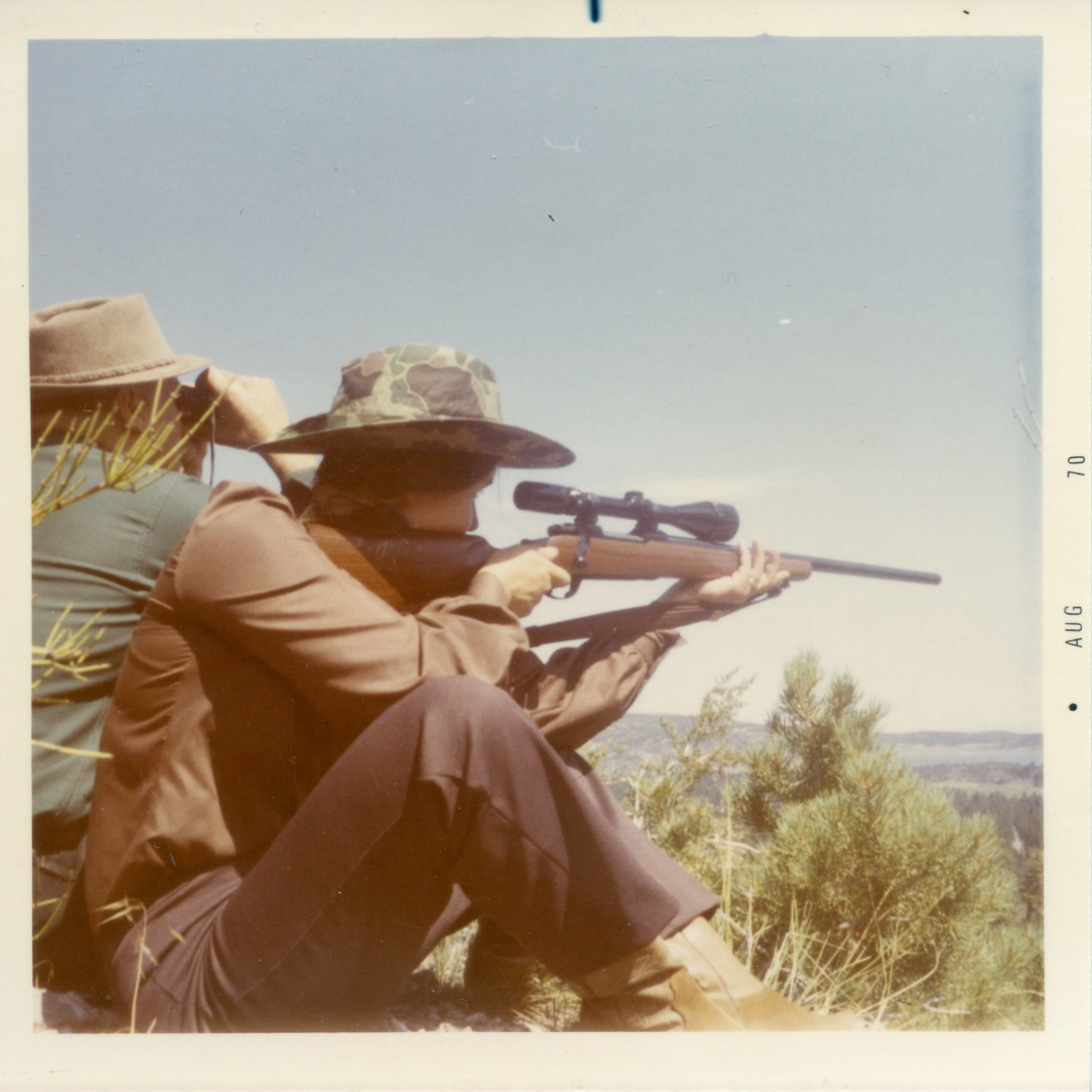 Jeff out with daughter, Parry, doing some shooting.  August 1970.