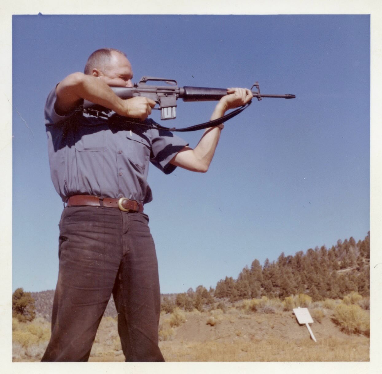 Shooting the M-16 “Poodle Shooter”. 1967, Big Bear.