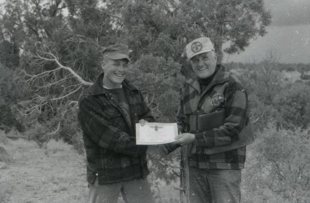 An API graduate receives his graduation certificate from The Colonel in the Late 1970’s. If you know who this fellow Raven is, let us know!  #gunsiteranch #jeffcooperlegacyfoundation