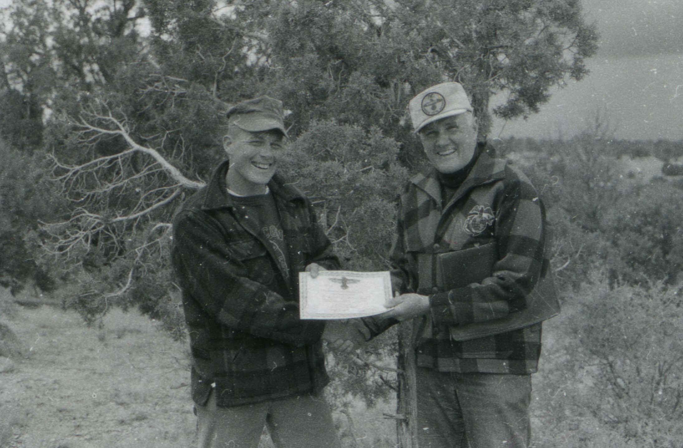 An API graduate receives his graduation certificate from The Colonel in the Late 1970’s. If you know who this fellow Raven is, let us know!  #gunsiteranch #jeffcooperlegacyfoundation