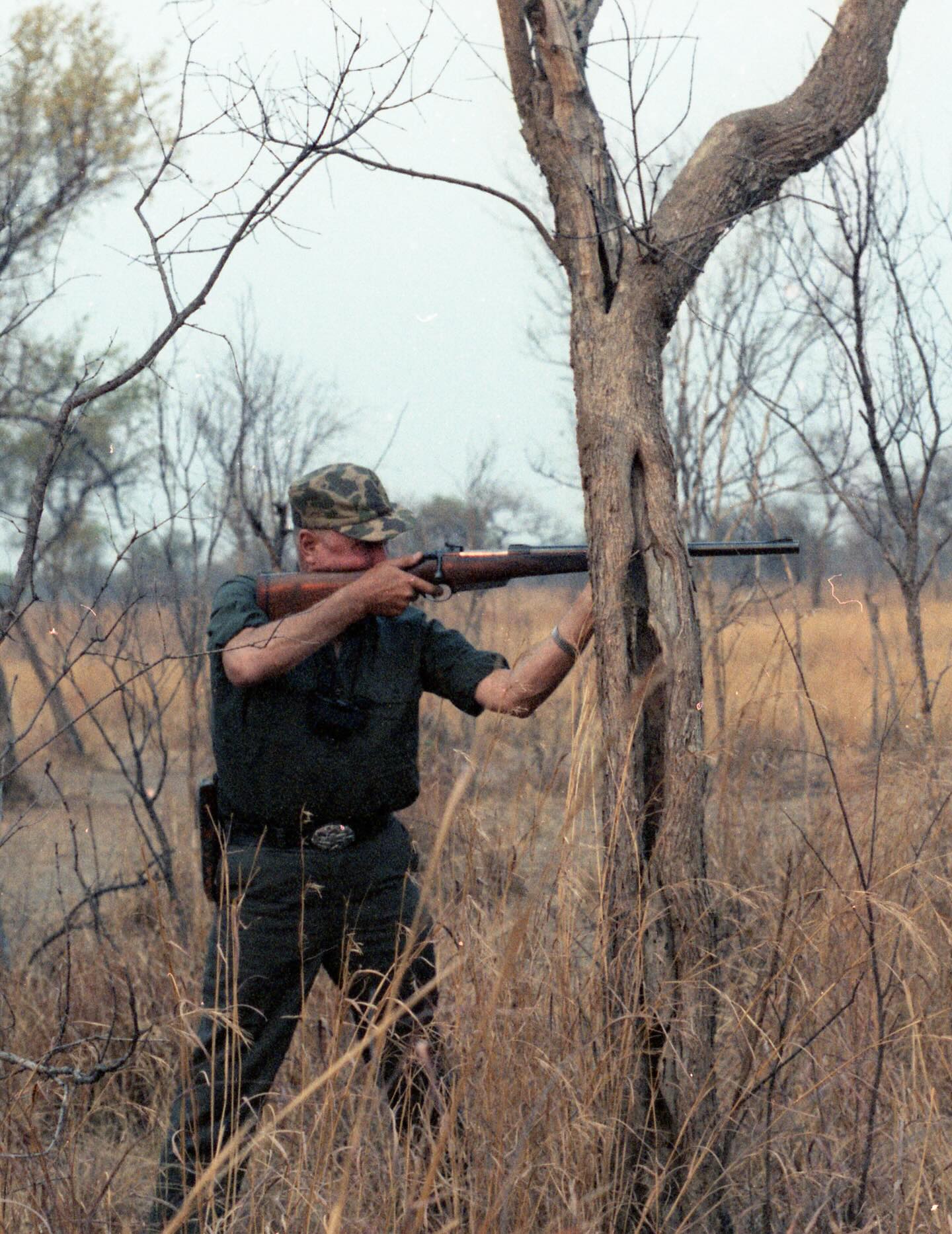 Jeff Cooper taking aim with #Baby in Africa, 1979.  #460GandA