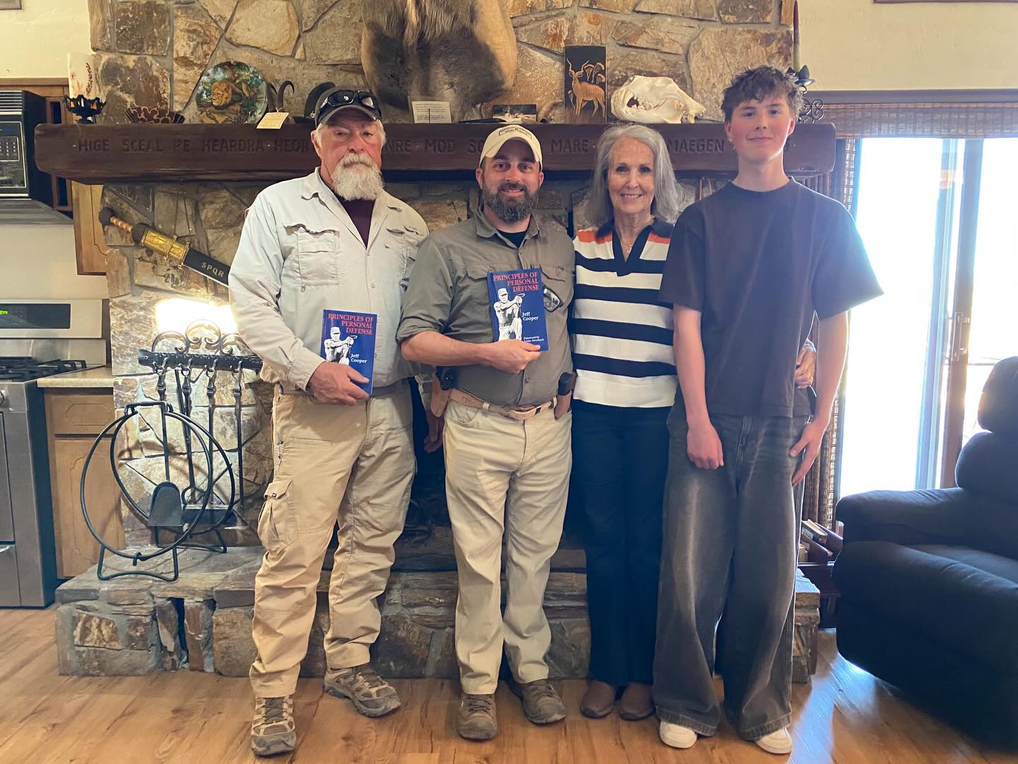 Our latest scholarship recipients at #Gunsite. Gary Cordes, Matthew Peake, Lindy, Halen Mertens. 4-17-26